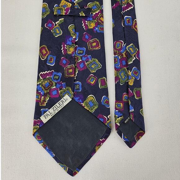 PAL ZILERI MEN’S 4" TIE – 100% SILK – GEOMETRIC PATTERN – VINTAGE ITALIAN DESIGN - Picture 3 of 7